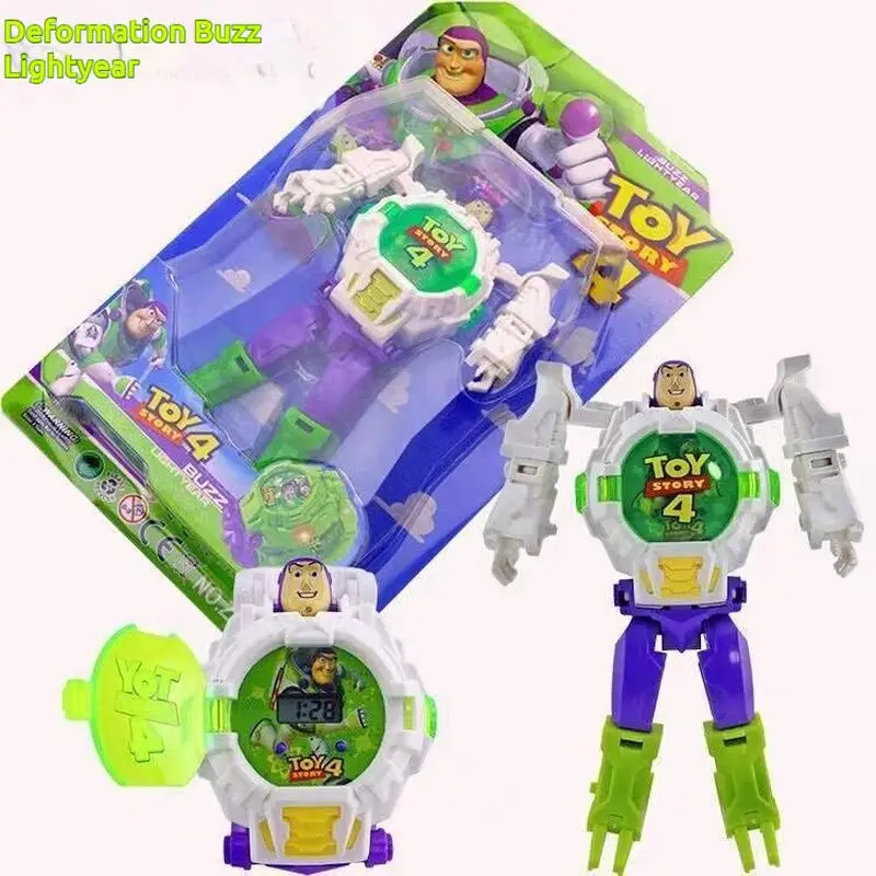 Cartoon Aoger Disney Buzz Lightyear Irons Mans Captains Americas Children\'s Toy Deformation Electronic Projection Watch Gifts