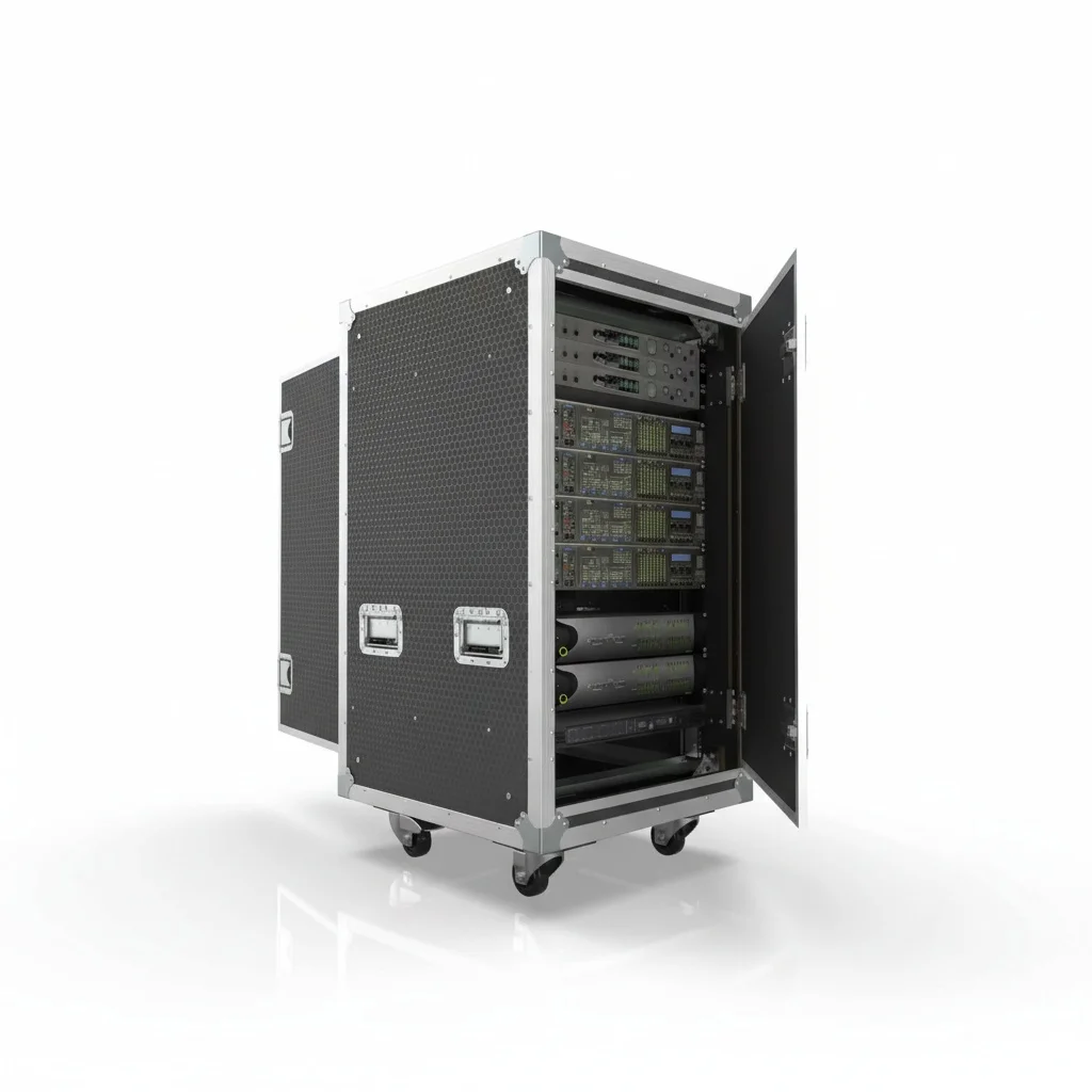

20RU Shock Mounted Rack Case, 9-12mm Laminated Panel Suspended Rack Case, with 2 Sliding Doors, Heavy Duty Transport Case