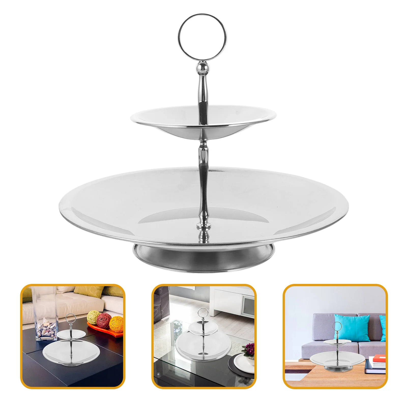 

Multi-Layer Fruit Tray 3-Tier Dessert Serving Stand Stainless Steel Cake Display Rack for Home Party Afternoon Tea Decoration