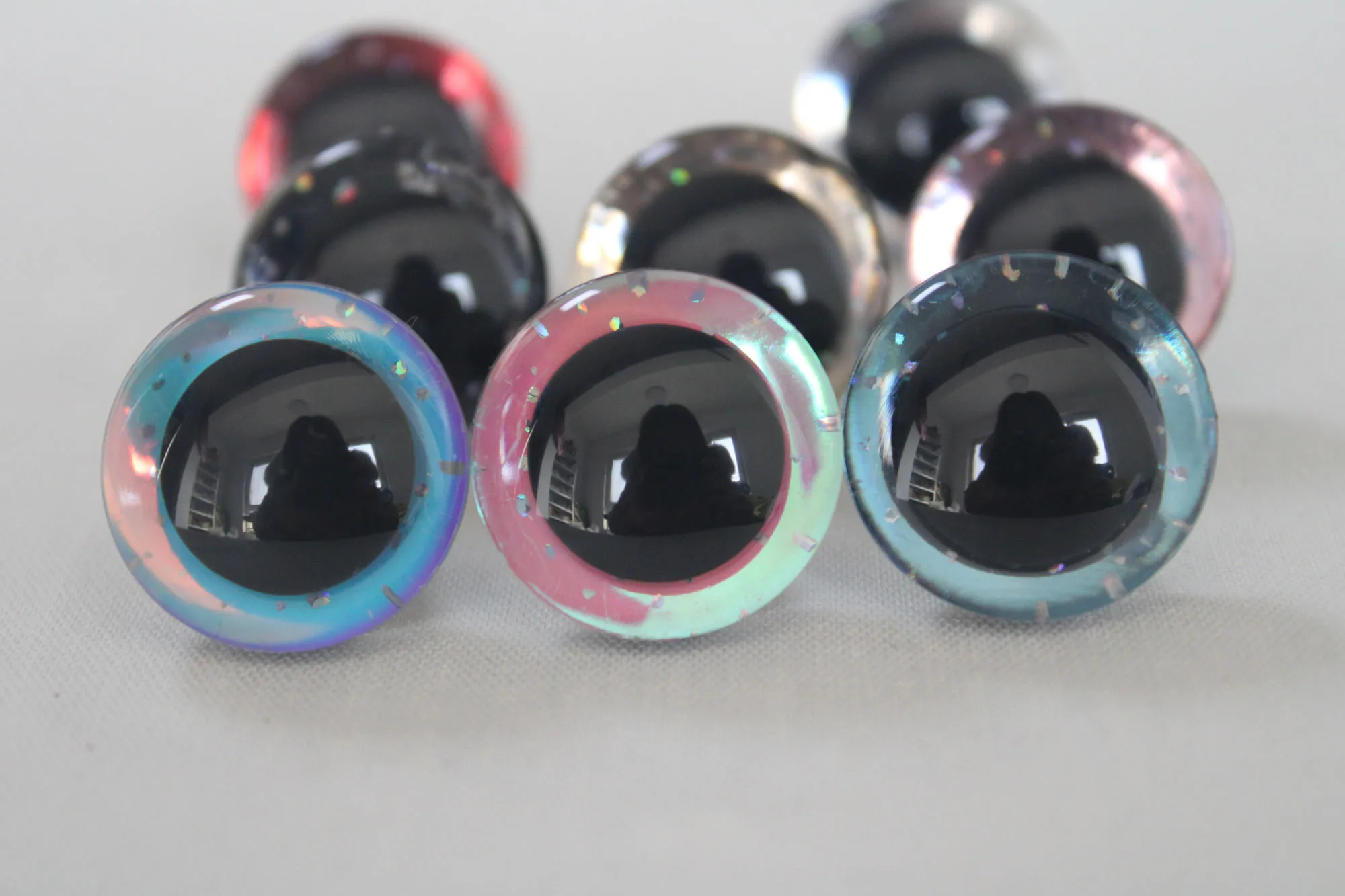 20pcs/lot NEW  shiney eyes 12 14 16 18 20 25 30 35mm New 3D Colorful  Toy  Eyes + Washer for  Diy Plush Doll--D8--style OPTION