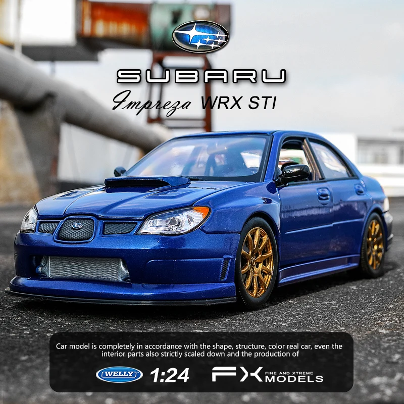 WELLY 1:24 SUBARU IMPREZA WRX STI Sports Car Simulation Alloy Car Model Crafts Decoration Collection Toy Tools Gift B230