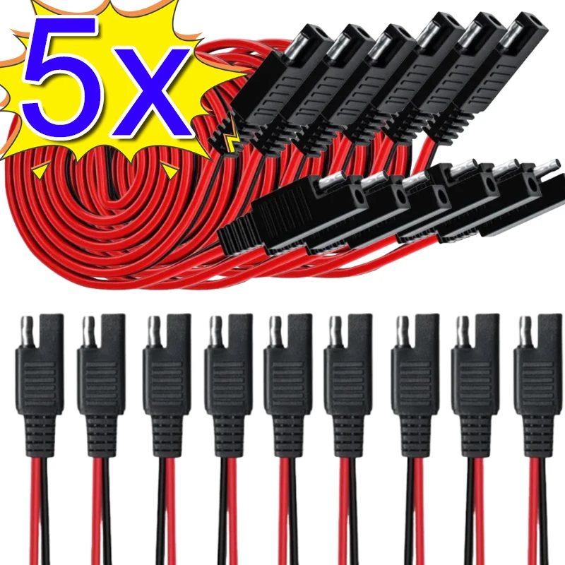 1-5PCS High-quality SAE Female and Male Power Extension Plug Cables Solar Cell Quick Disconnect Wiring Copper Harnesses