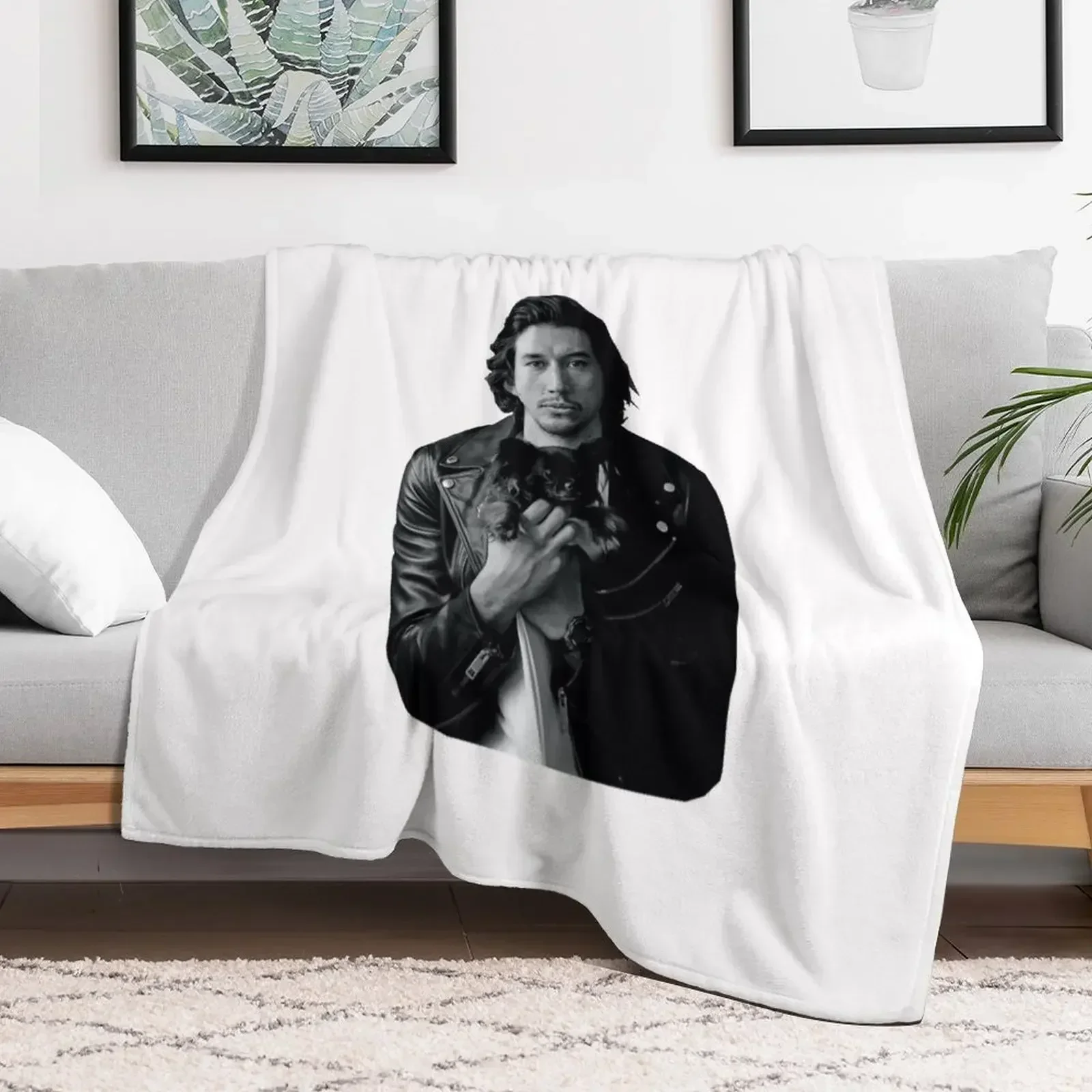 Adam Driver with dog Throw Blanket Bed Fashionable Luxury Brand heavy to sleep Blankets