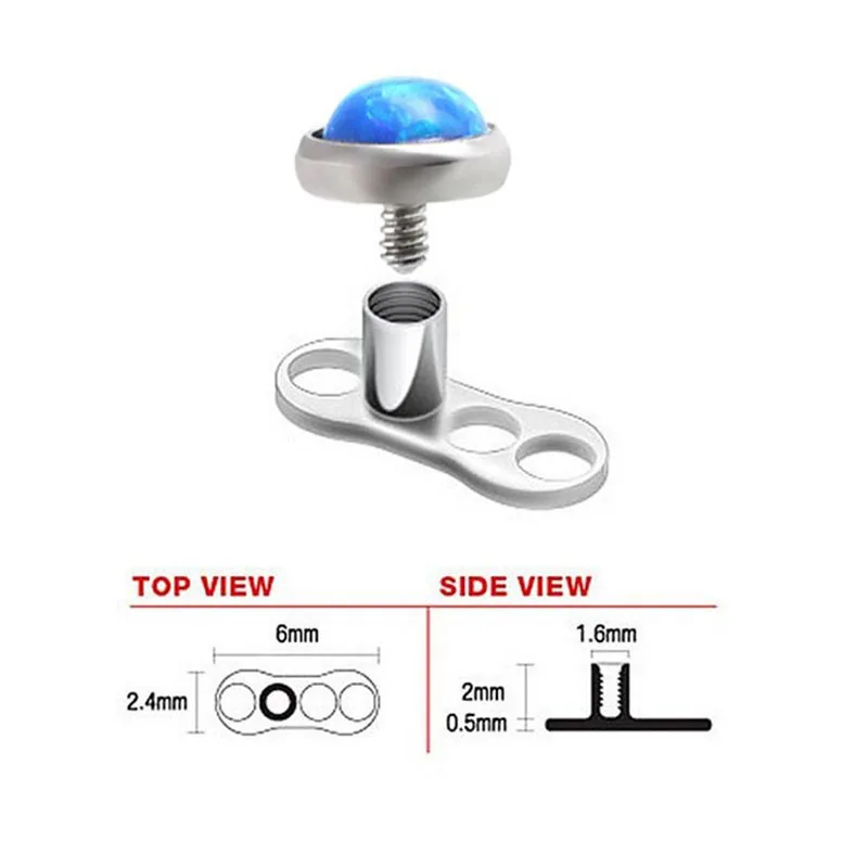 G23 Titanium 14G 16G Micro Dermal Anchor Base Skin Diver Piercing Dermal Implants Jewelry 16g/1.2mm Inner Of Thread