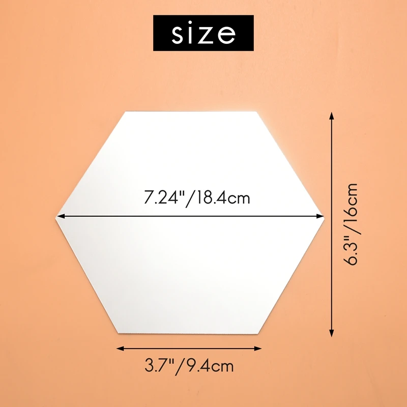 Adesivo de parede de espelho hexagonal acrílico, telhas autoadesivas adequadas para quarto de família e decoração de sala de estar