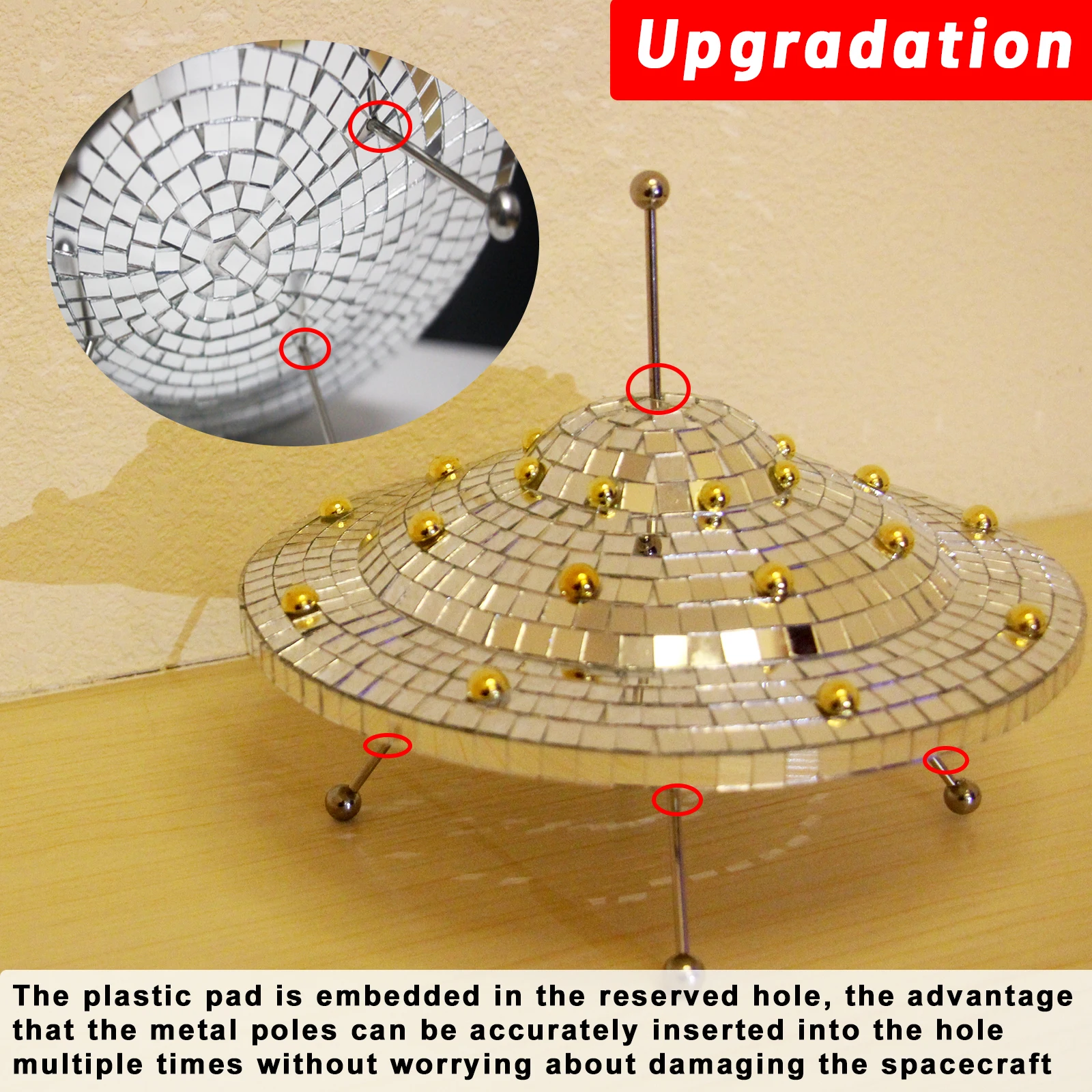 UFO Spaceship Disco Ball Home Décor Vintage Mirror Reflective Decorations UFO Space World Desk Ornaments Art Crafts 9inch*6.3in