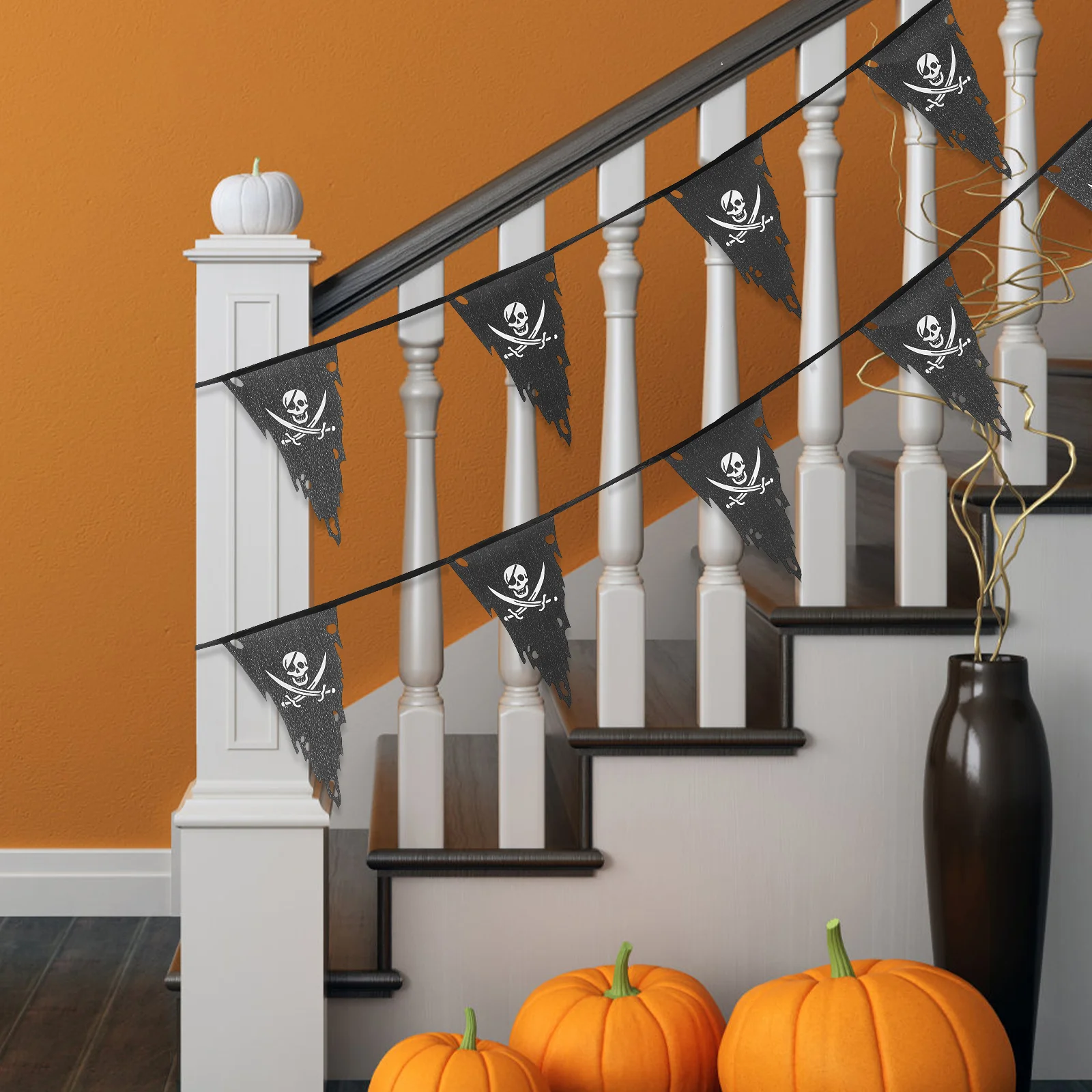 Pirate Decorations Party Halloween Banner Pirate Skull Banner Triangle Flags Banner Pirate Theme Birthday  Banner decor