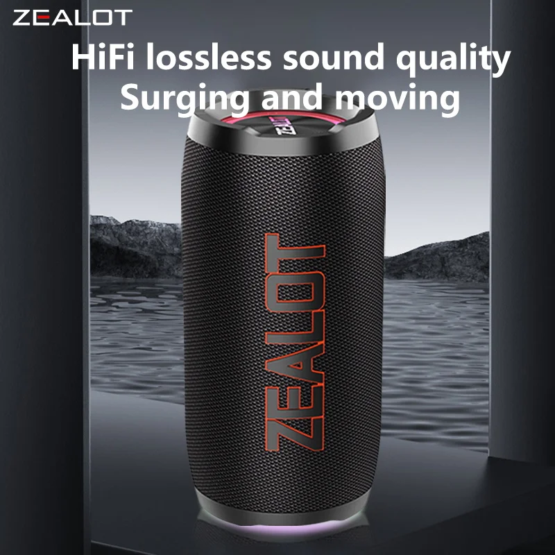 ZEALOT S76 مكبرات صوت لاسلكية 50 وات، مكبر صوت محمول خارجي، IPX 5، جودة صوت Hifi، ضوء RGB، عمر بطارية طويل.