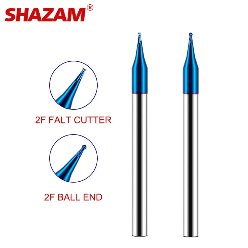 SHAZAM HRC70 2F Nano-Beschichtung, Flachboden/Kugelkopf, Mikrofräser aus Wolframstahl-Hartmetall, CNC-Mechanische Bearbeitungswerkzeuge – Detail 1