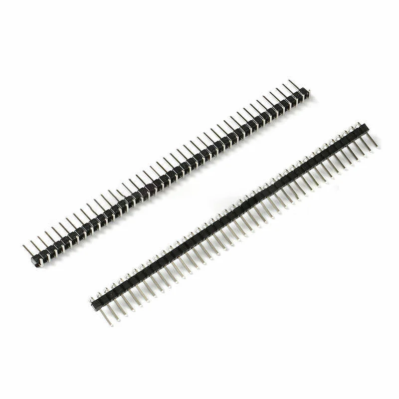 2.54mm curved pins, single row pins, reverse bend, D-shaped 1*40P, 2*40P, gold-plated, environmentally friendly, all copper mate
