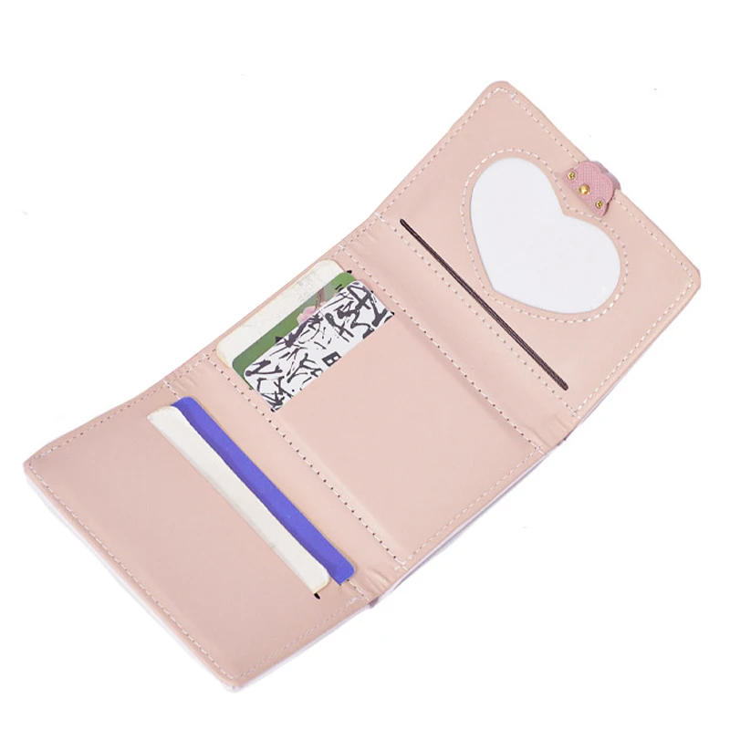 Женская сумка для карт НОВЫЙ кошелек Необычные кнопки Модная сумка для удостоверения личности Короткие тройные складные маленькие кошельки Кошелек для монет Женский кошелек Зажим для денег