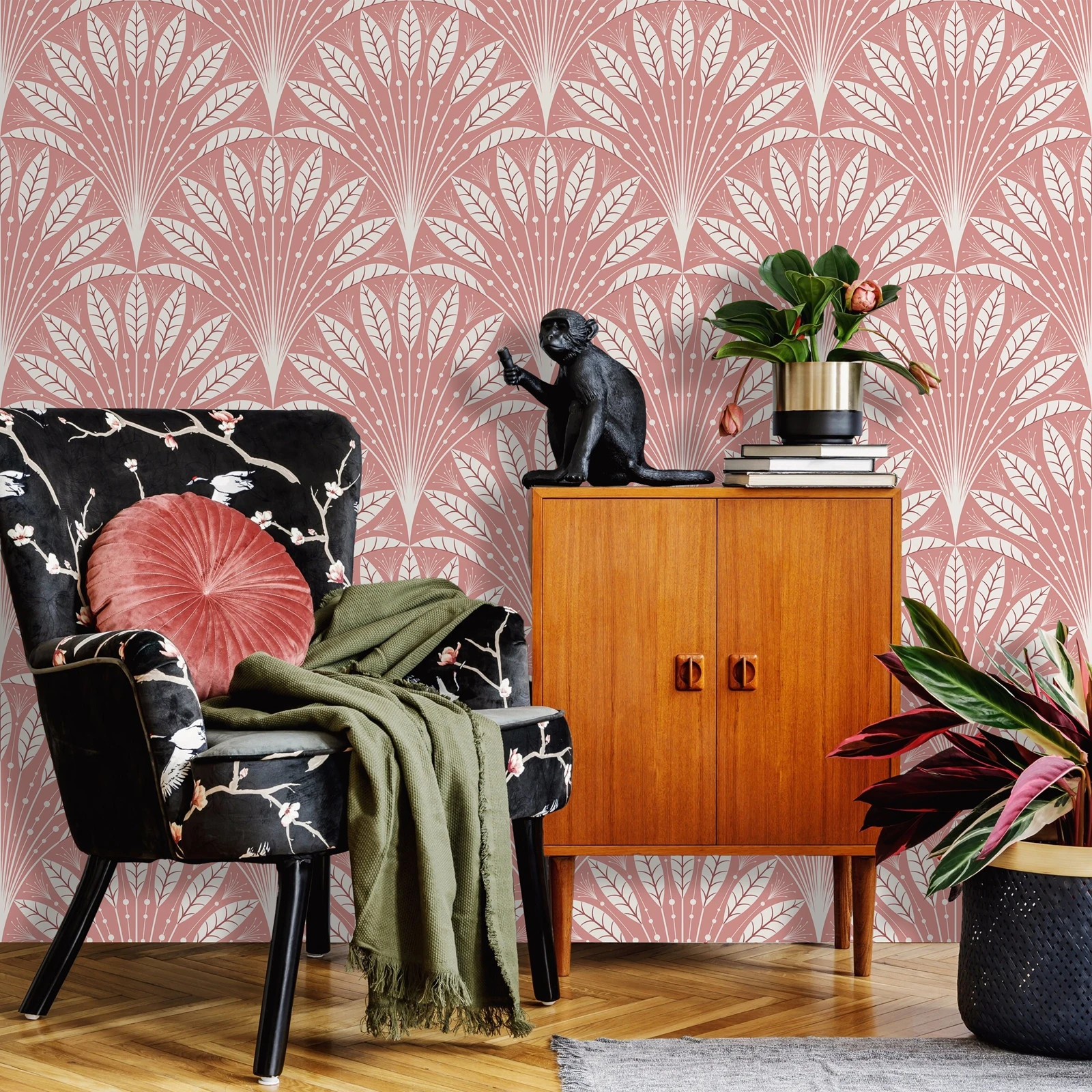 

Обои с перьями и бусинами, элегантная самоклеящаяся бумажная мебель розового листа, современный ботанический дизайн, украшение для дома, 50 см * 300 см