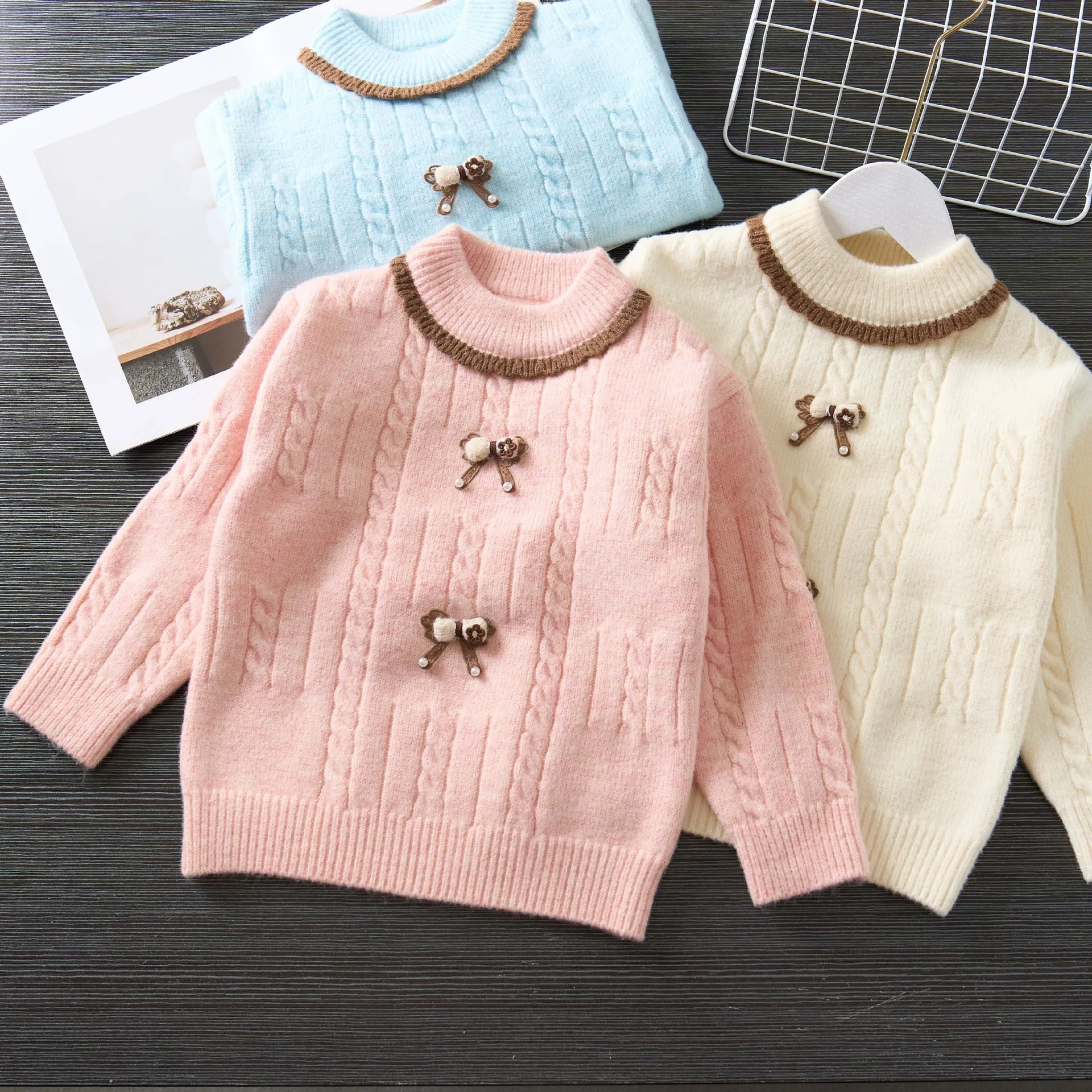 

Girls Woolen Jersey Sweaters Autumn Winter Children Knitted Tops Clothing For Baby Girl Outerwear Kids Pullover Sweater Spring 8