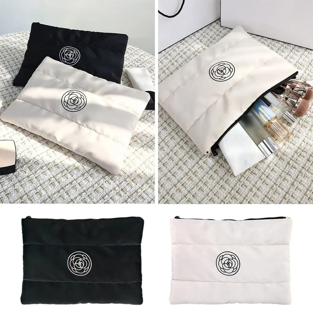 

Fashion Cotton Floral Portable Makeup Bag Quilted Large capacity Cosmetic Storage Bag Solid Color Travel Toiletry Bag