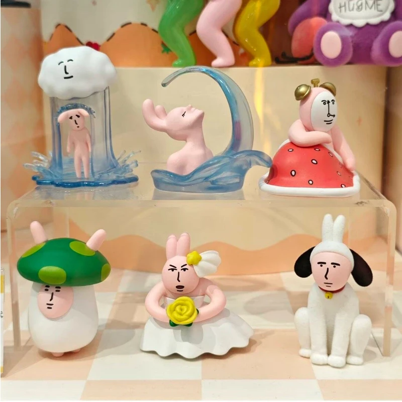 

PLZDOT Blind Box Figure Authentic Pink Rabbit Abstract Series Mini Gen 2 Funny Desktop Ornament For Collectors Home Office Decor