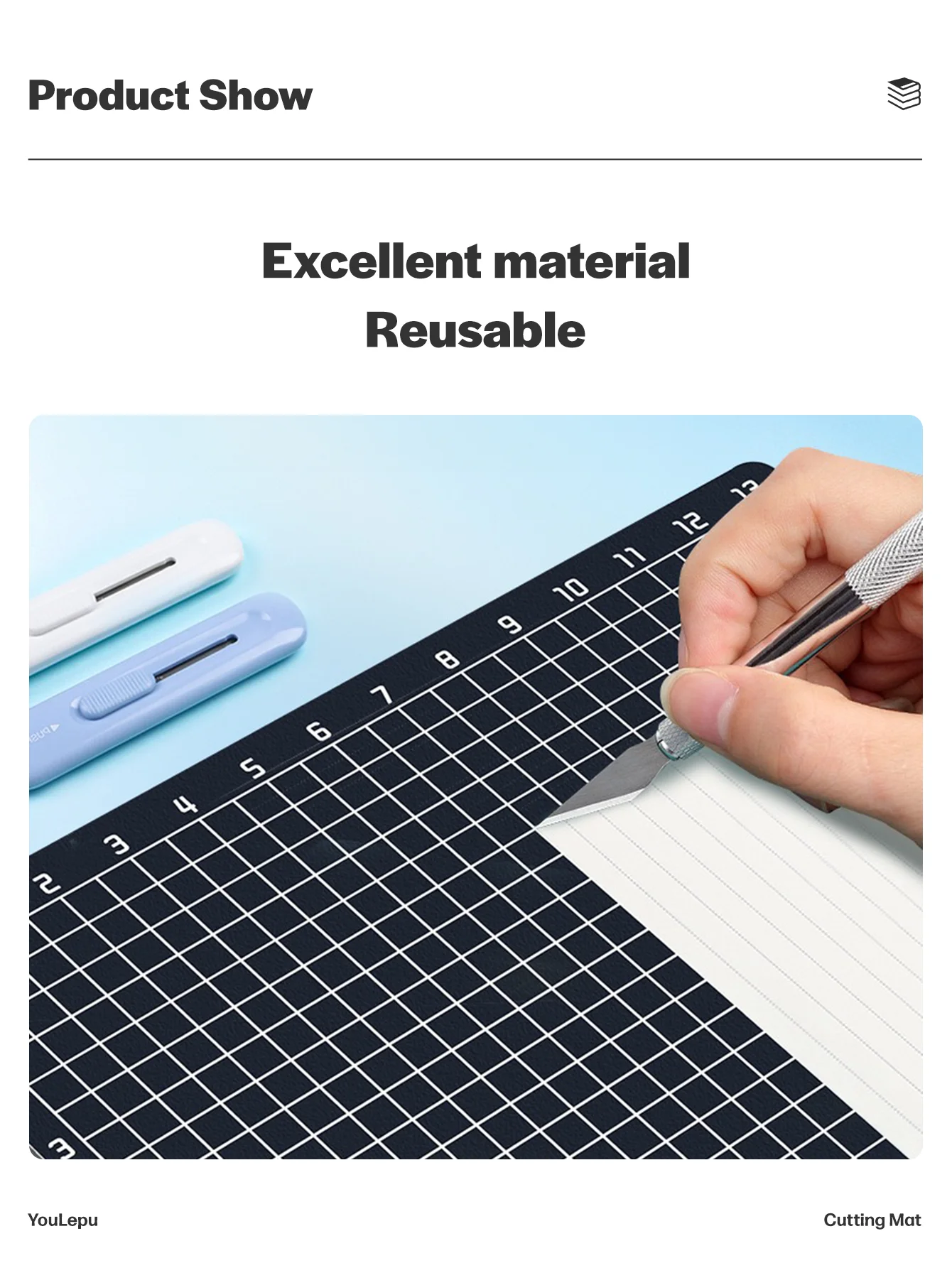 Youlepu A6 PVC Cutting Mat, Double Side Thickened Cutting Pad, Patchwork Sewing Manual DIY Knife Engraving Leather Cutting Board