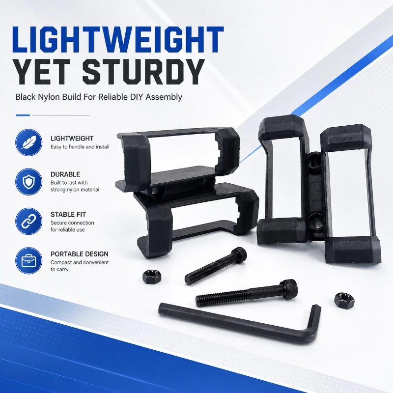 Anti Deformation Durable Black Nylon Double Joint Bracket Model DIY Stable Fixing Fittings Pieces