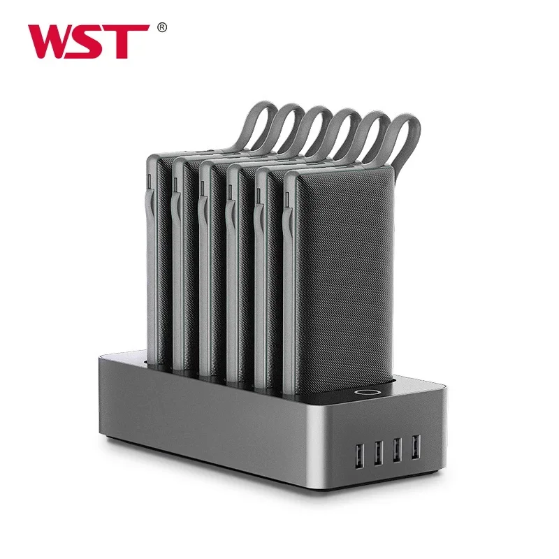 WST  2020 CE Rohs public mobile phone powerbank 6 slot rental charging station for restaurant hotel