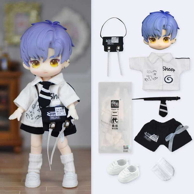 Ob11 Puppe komplettes Set bjd gsc Figuren Spielzeug Geschenk einschl ießlich Kopf, Haar Gesicht Schuhe Kleidung ymy Körper 10cm Puppe Zubehör