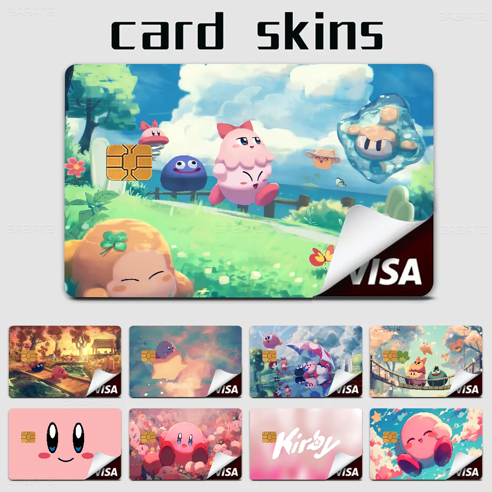 Cute K-Kirbys Cartoon Anime Matte Front Skin Film Sticker Cover For Small Chip Credit Card Debit Card