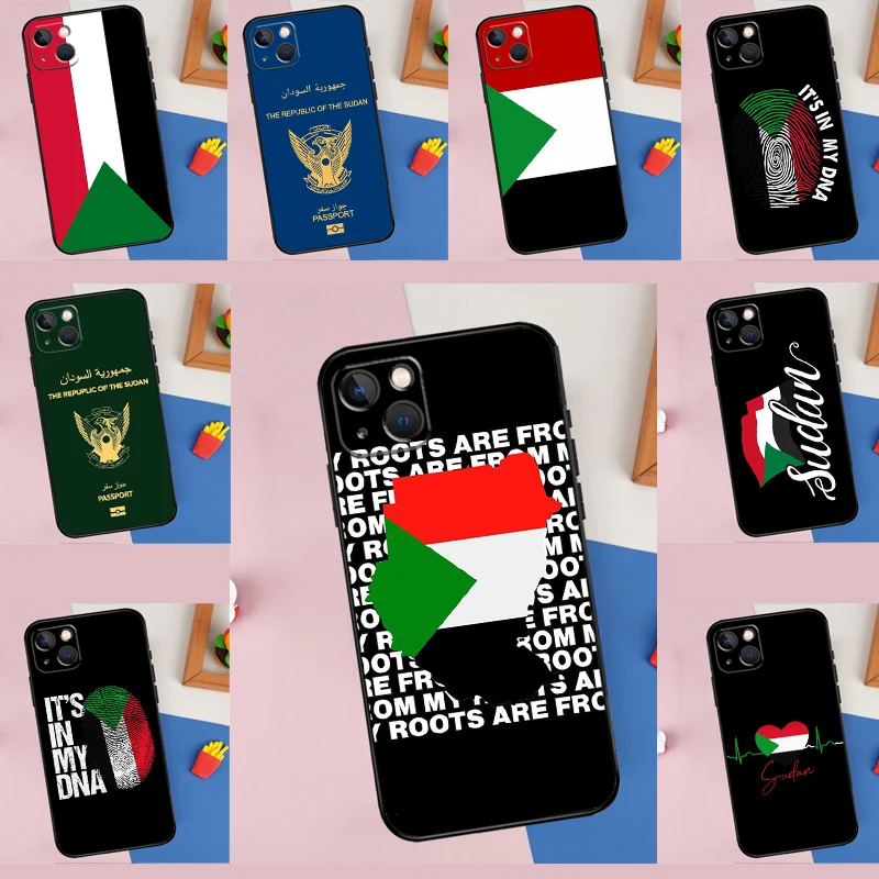 Sudan Flag Phone Case For iPhone 14 15 11 13 12 Pro Max Mini X XR XS Max 7 8 Plus SE 2020 Back Cover