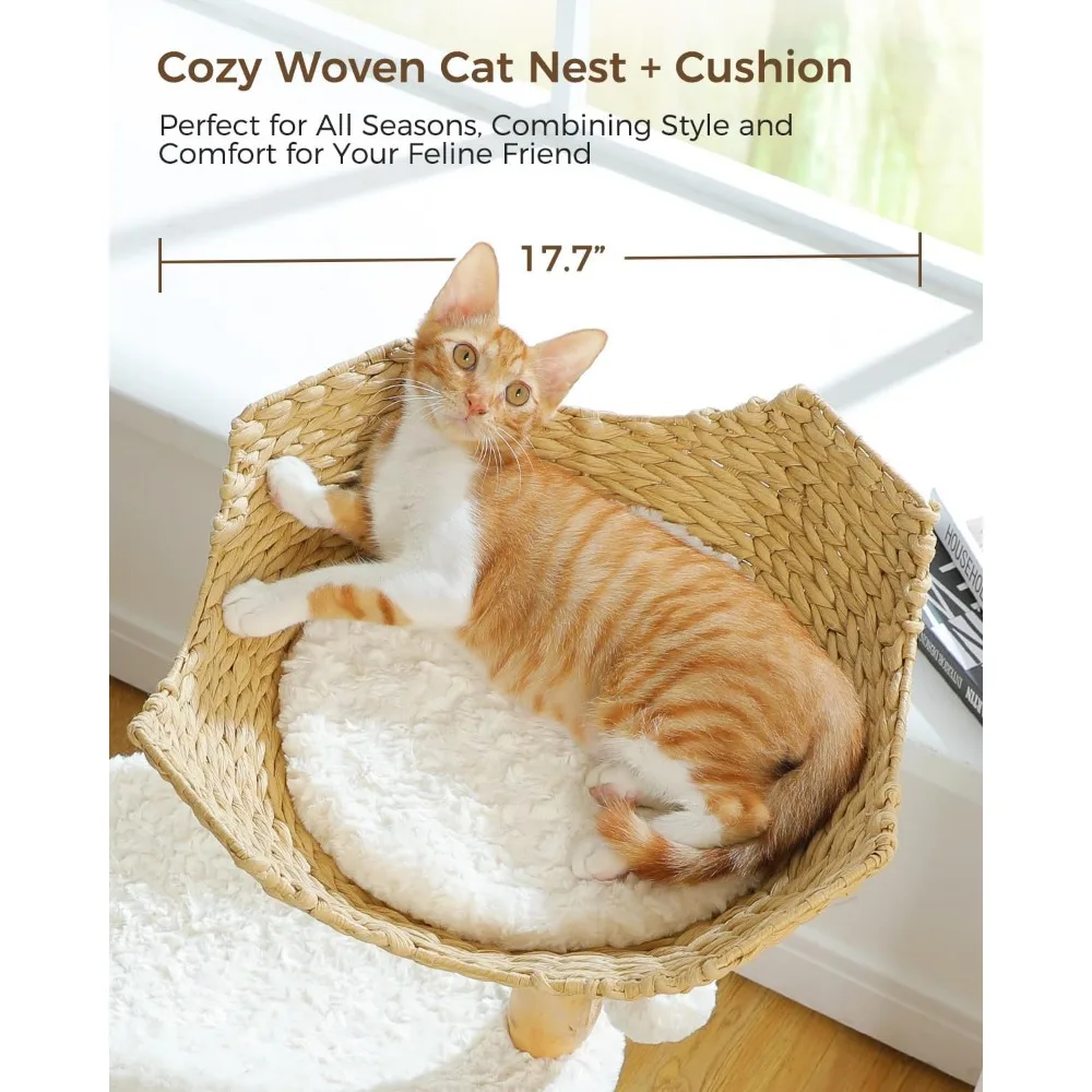 대형 고양이를 위한 고급 원목 캣타워 - 천연 나뭇가지 스크래칭 포스트와 견고한 목재 콘도로 고양이의 편안함을 제공합니다