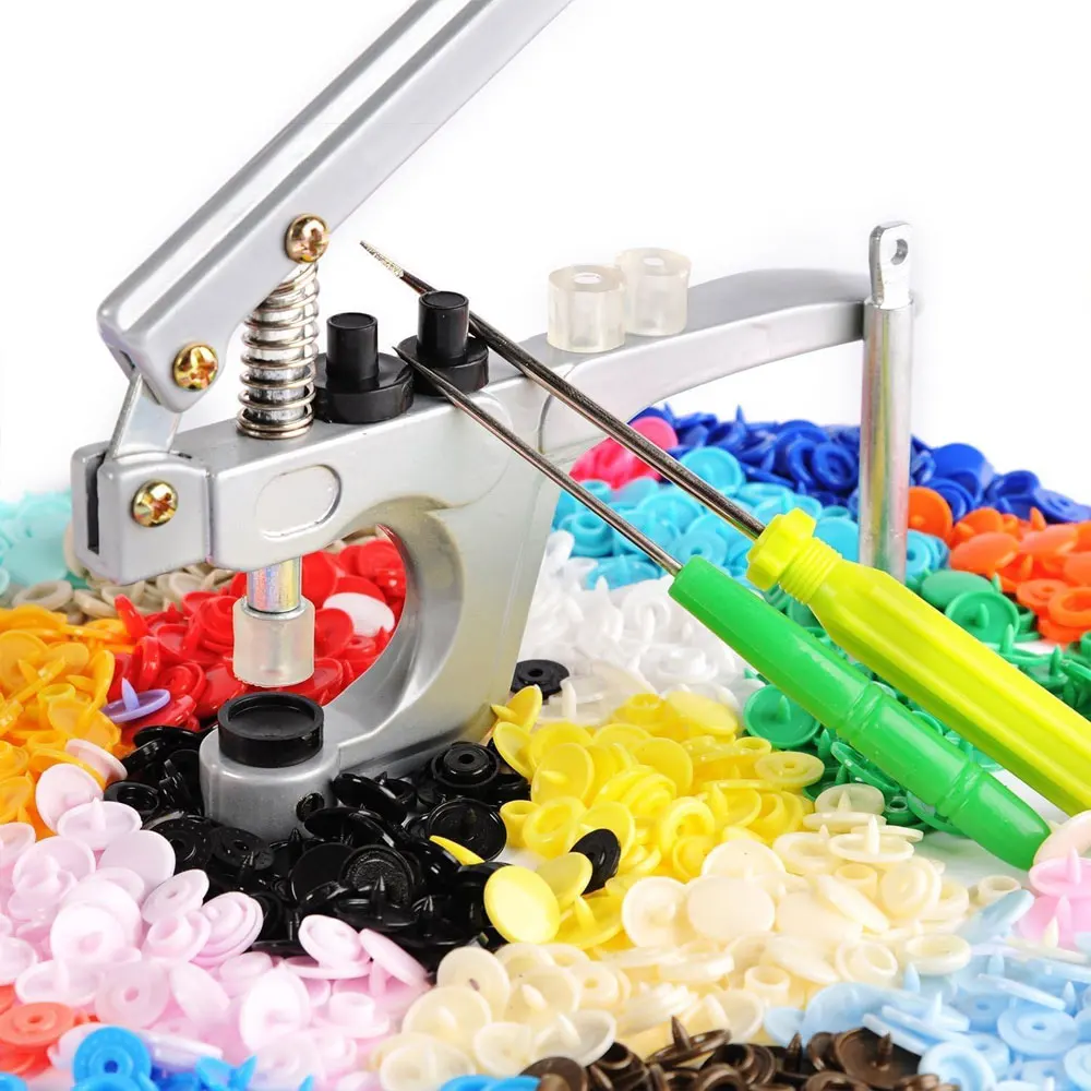 T5 Plastic Snap Button Kit with Pliers, 24 Colors Resin Snaps for DIY Sewing, Clothes, Bags and Baby Bibs