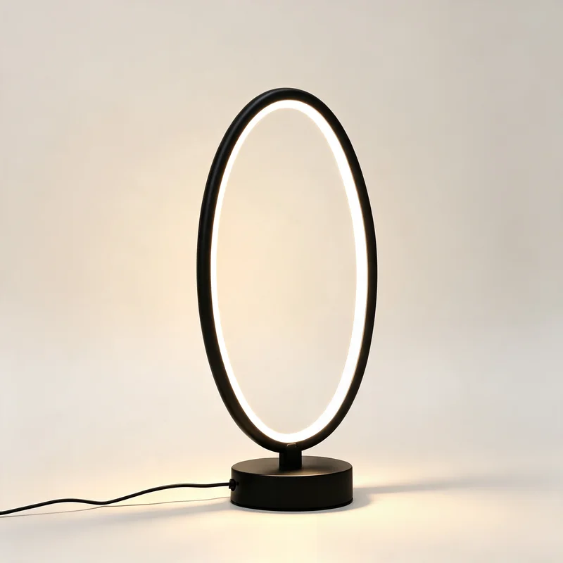 楕円形のリング型LEDテーブルランプ。USB電源で調光可能。 - Led Ring Light のレビューと価格