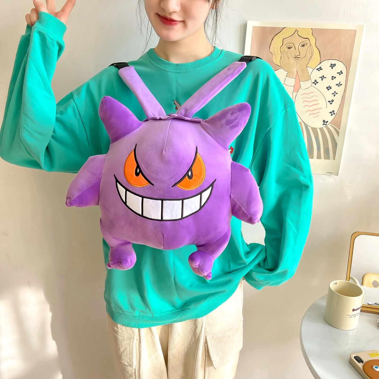 Bonito Pokemon Mochila Kawaii Estilo Japonês Plush Bag Gengar Eevee Snorlax Mochila Schoolbag Cosplay Props Moda Presentes