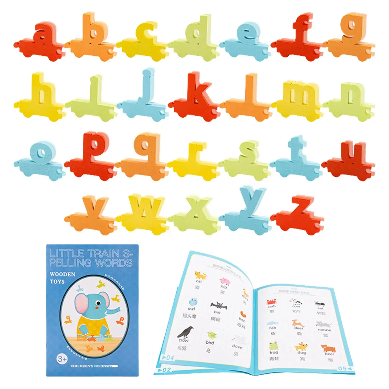 Train Shape 26 Letter Word Spelling Toys Leisure Living Room Wooden Home Toy