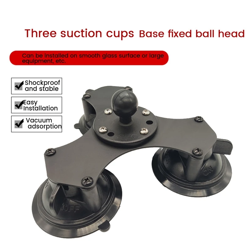 Ballhead Car Window Twist-Lock Triple Suction Cup Base With AMPS Hole Ball Mount For Gopro Camera Smartphone