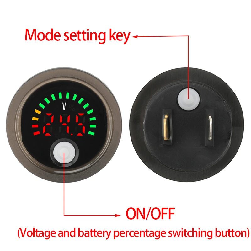 DC 7-100V Waterdichte Voltmeter 12V 2A Ronde LED Digitale Spanningsindicator Monitor voor Zuur/Lithium batterij Boot Motorfiets