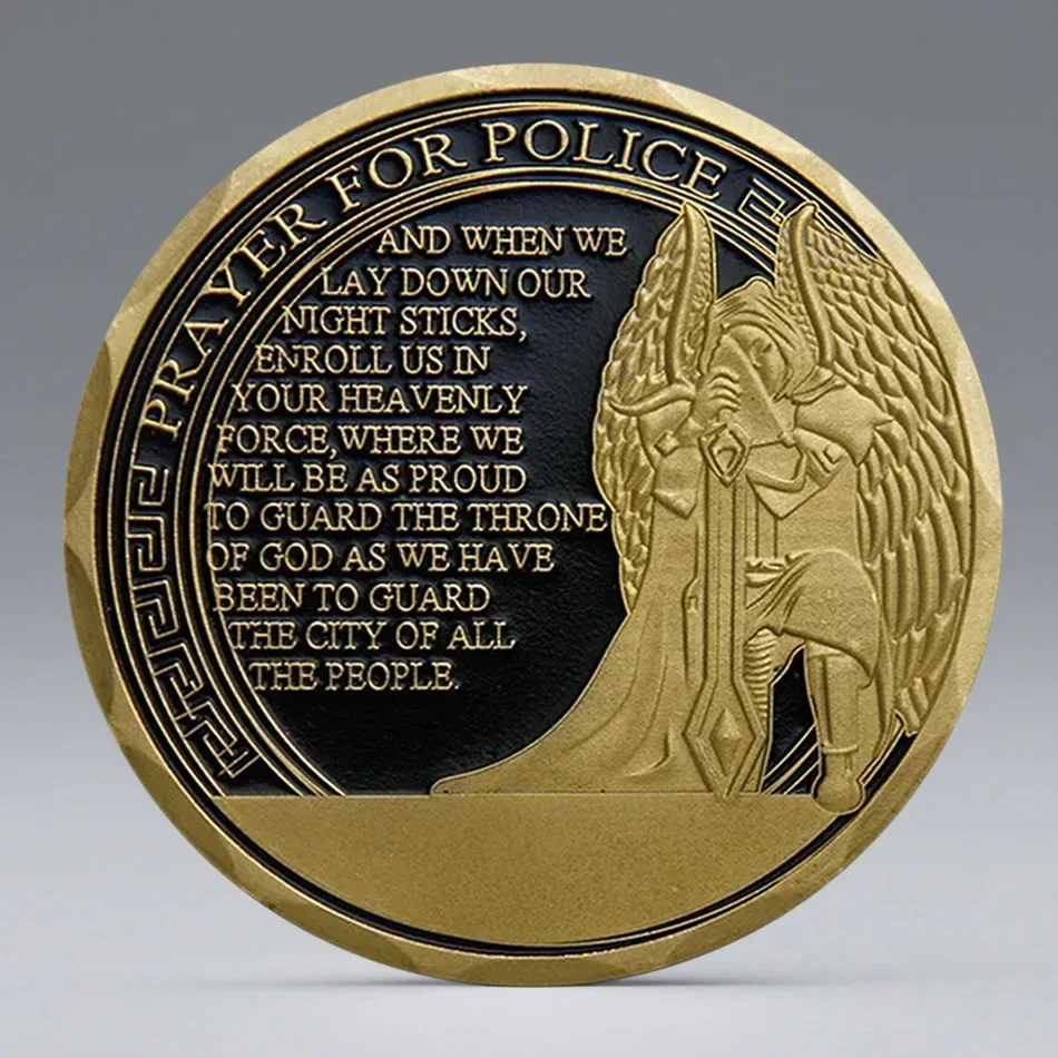 Saint Michael Law Enforcement Souvenir Coin Gold Plated God Bless The Police Commemorative Coin