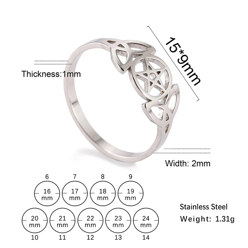 Witch's Irish Knot Ring für Frauen Edelstahl Irland Keltische hohle Fingerringe Neue Hexerei Amulett Schmuck Geburtstagsgeschenk – Detail 14