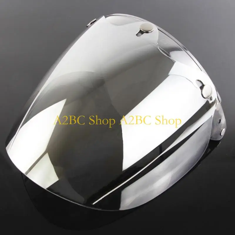 A2BC Motorcycle Helmet Bubble Visor 3-Snap Design Open Face Helmet Visor with Lens Gift for Motorcycle Enthusiasts