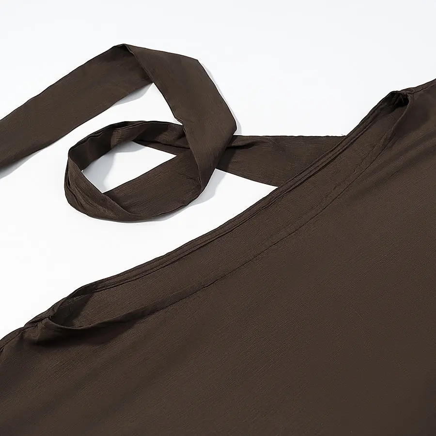 Fashion Simple Versatile Irregular Lower Hem Round Neck Riveted Cloak Casual Commuting Batwing Sleeves Top For Women
