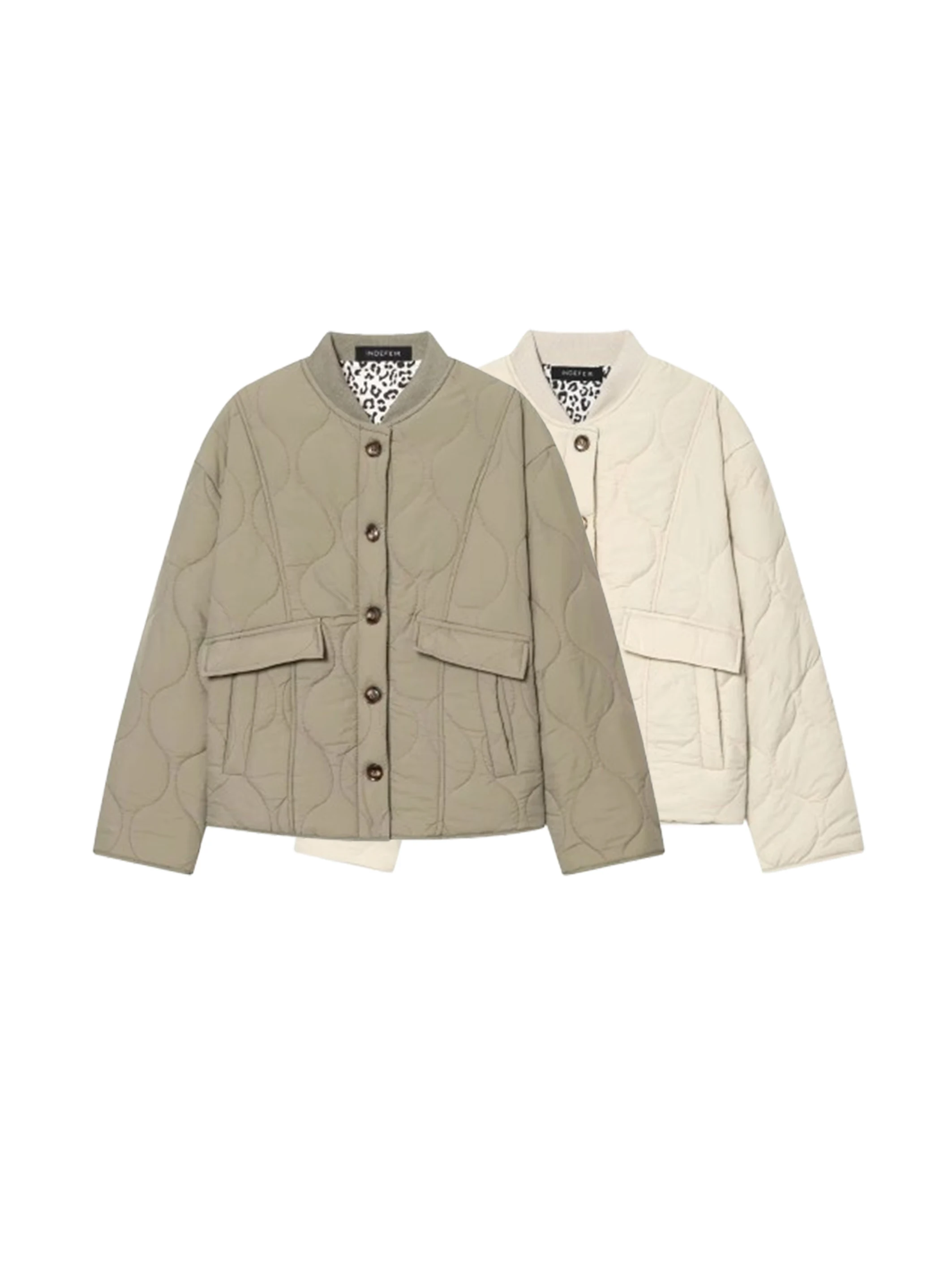 المرأة الجديدة المألوف واحدة الصدر جيب مبطن سترة قطن ليوبارد طباعة المرأة ملابس خارجية نمط الشارع كم طويل