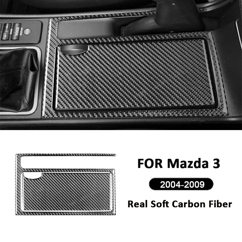 

For Mazda 3 2004-2009 Carbon Fiber Car Center Storage Box Panel Water Cup Holder Trim Cover Decoration Sticker Auto Accessories