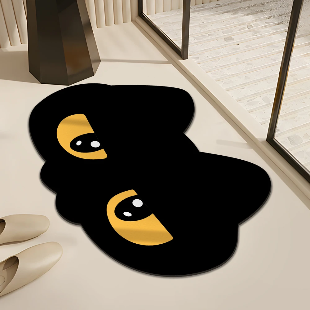 

Милый черный кот лицо диатомовая грязь коврик для ванной комнаты впитывающий коврик для унитаза быстросохнущий коврик для ванной комнаты легко уходить нескользящий и грязевой коврик