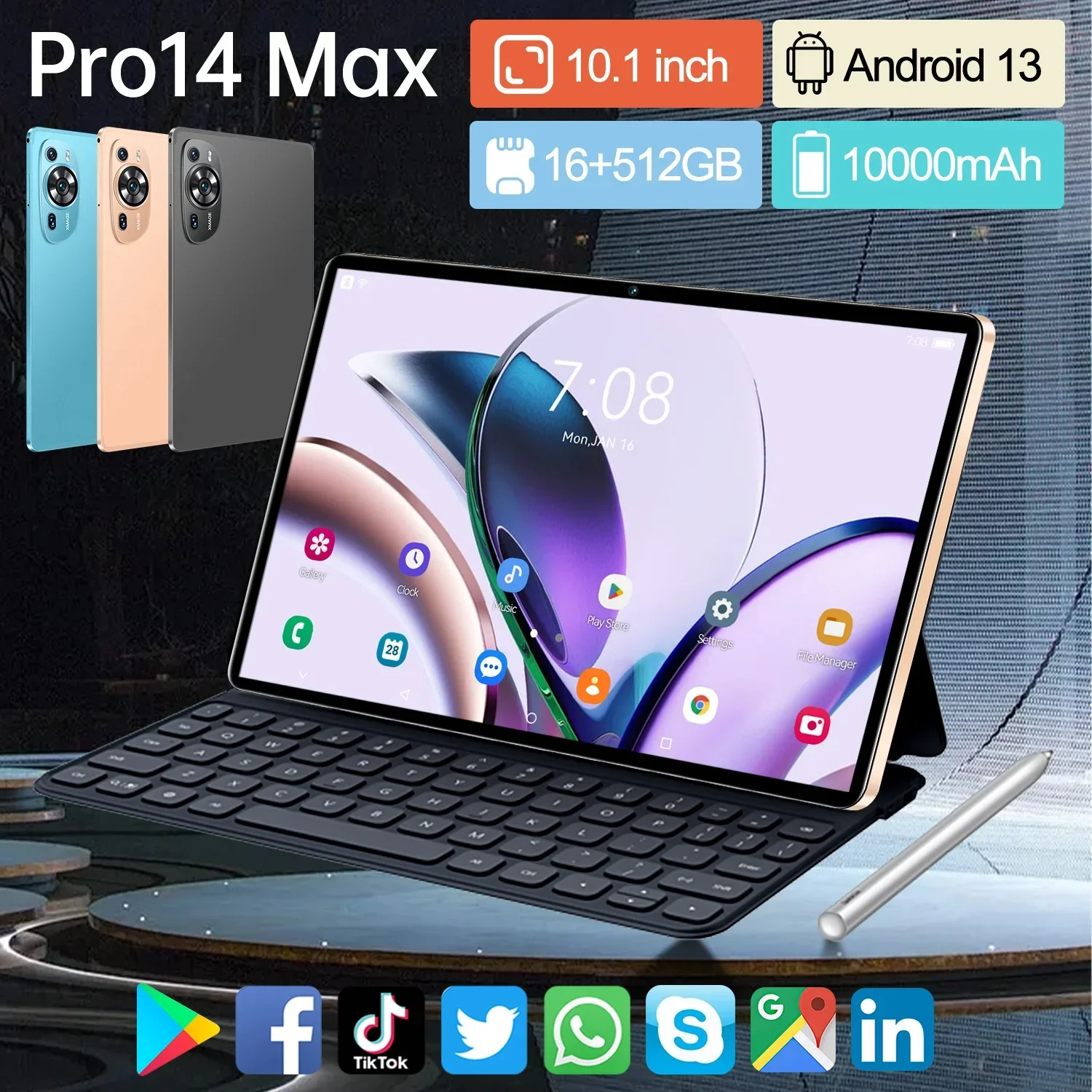 

Планшет New Pad Pro 14 Max, 2024 дюйма, 16 + 24 МП, WIFI