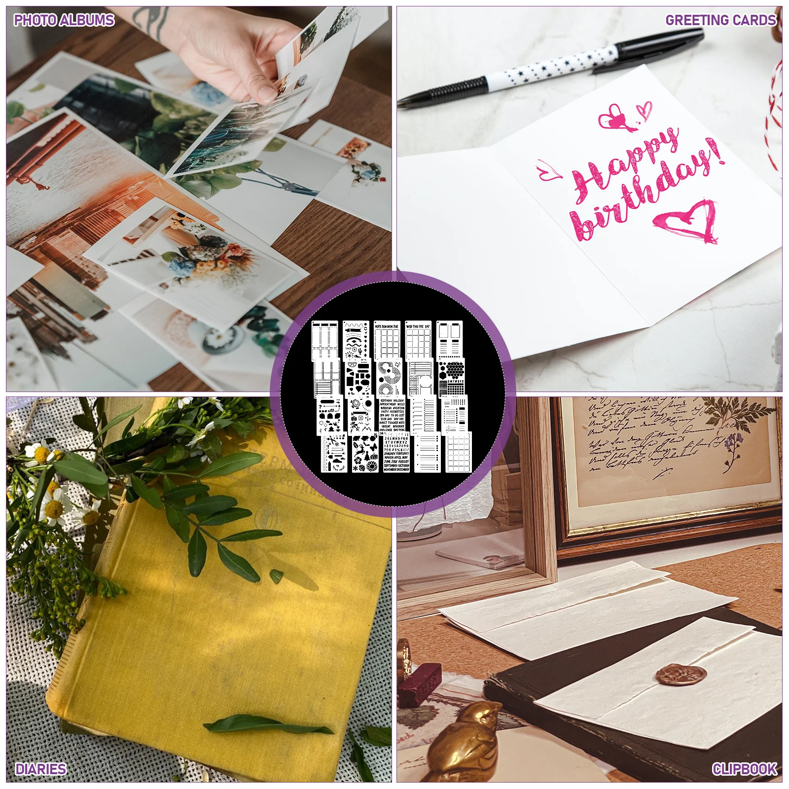 

20 Pcs Account Template Stencil Craft Stencils Reusable for Animal Journal Planning Templates