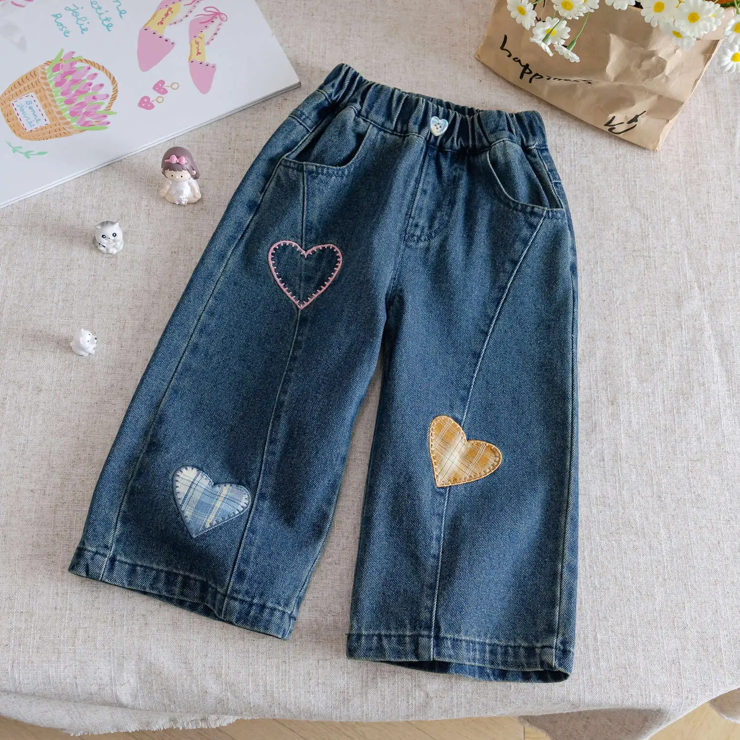 

Брюки для девочек, осенняя одежда, детские джинсы, штаны для маленьких девочек, детская одежда прямого кроя, весенне-осенняя мода