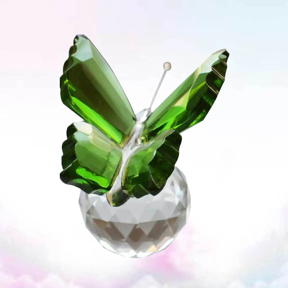 

Green Crystal Glass Butterfly Sculpture Desktop Decoration 3D Artistic Craft Home Adornment Table Centerpiece Elegant Display