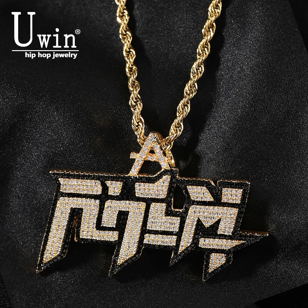 

Uwin RHLM Two Colors Pendant Necklace Hip Hop Jewelry Iced Out Fashion Charm Gifts