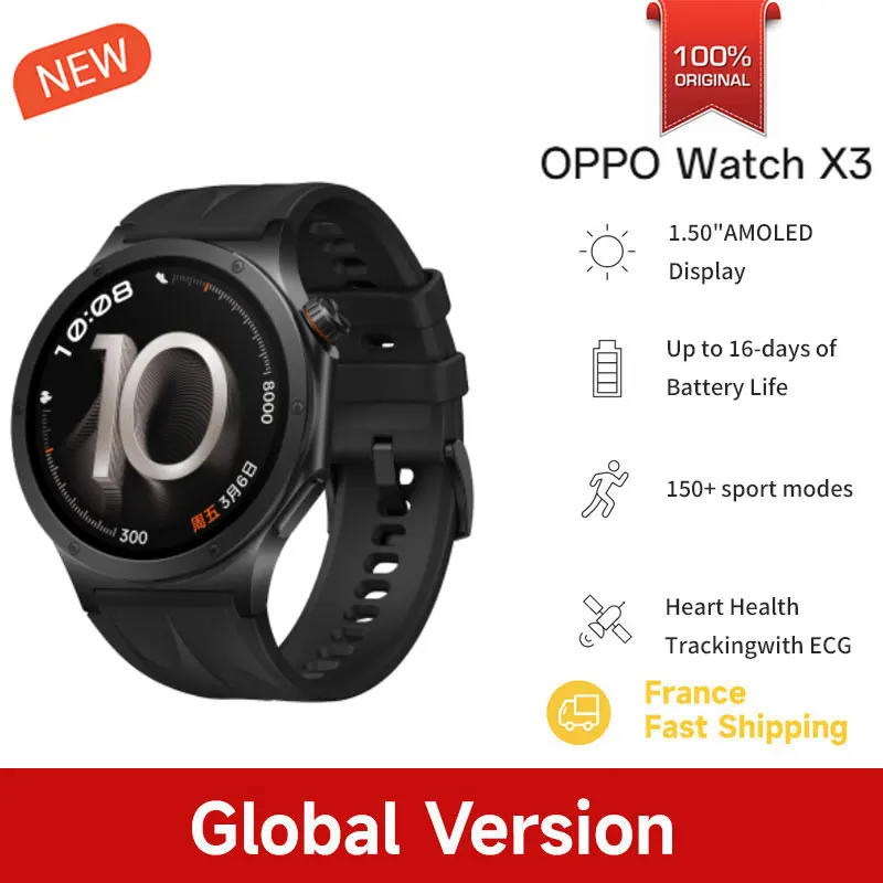 Versión Global OPPO Watch X3 Reloj Inteligente con Caja de Aleación de Titanio Ultraligera, Pantalla AMOLED LTPO de 1.50», 16 Días de Duración de la Batería, NFC, IP68 3