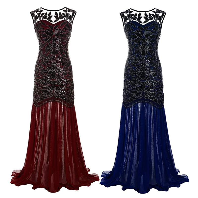 Luxurious Evening Gown Ladies Temperament Plus-size Women's Ball Vintage Sequin Party Dresses Sleeveless Long Slim-fit Dress