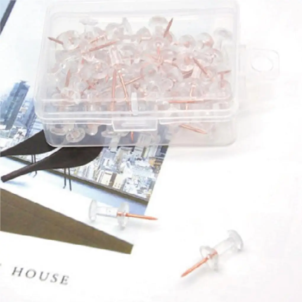 60 Pieces Transparent Rose Gold Push Pins Photo Tacks Office Projects