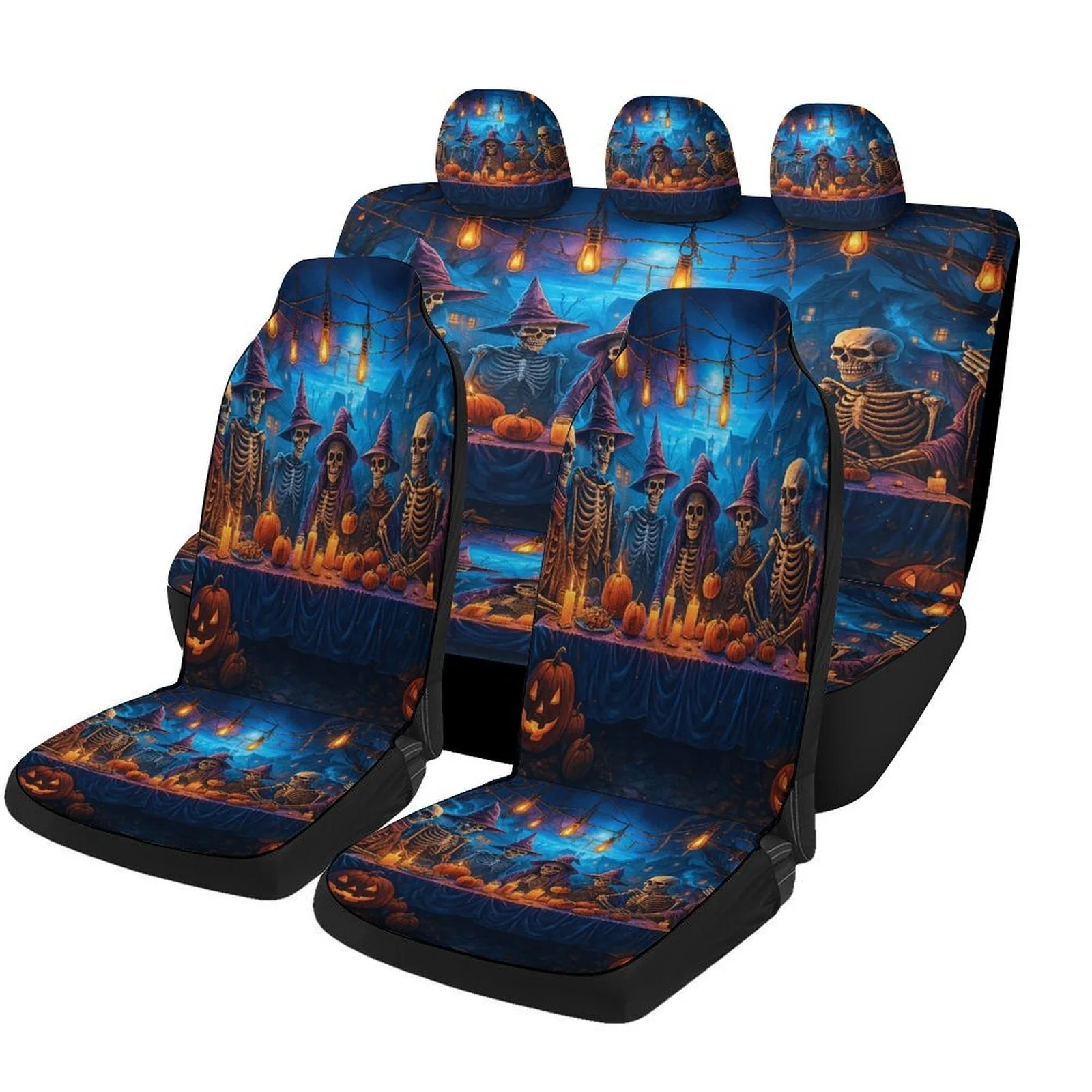 Set Of Halloween-Themed Car Seat Covers Suitable For Various Vehicles, Stylish And Cozy Covers For Car Seats, Complete Set Inclu