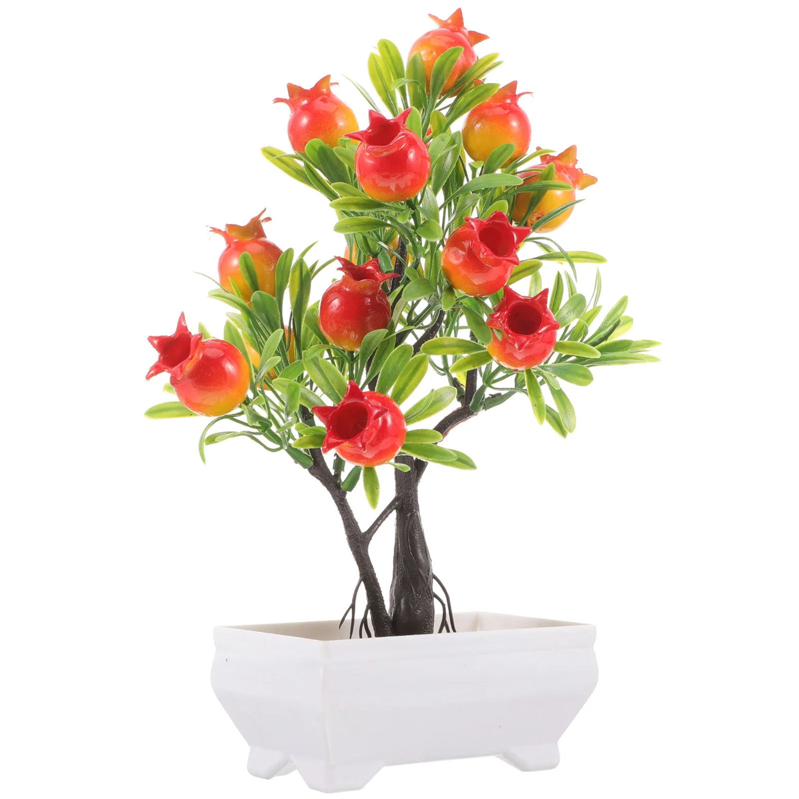 

Artificial Fruit Plant Realistic Bonsai Faux Pomegranate Tree Decor Indoor Outdoor Faux Fruit Tree Decor Home Office Plastic
