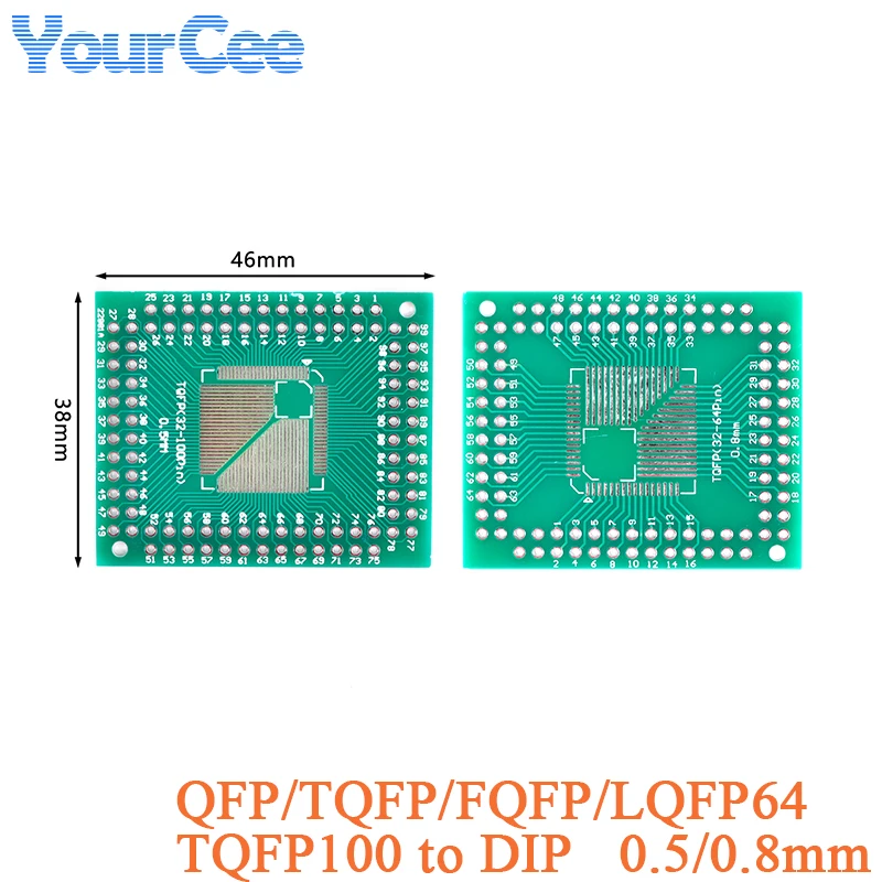 5pcs/1pc QFP/TQFP/FQFP/LQFP64 TQFP100 To DIP Pinboard Adapter Plate Pitch PCB Electronic DIY Convertor Board